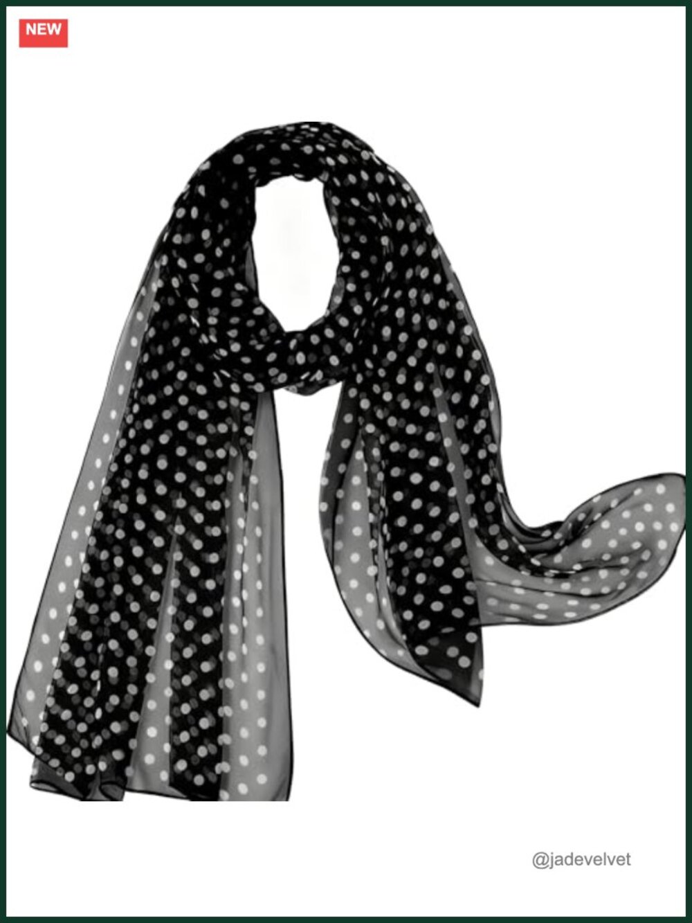 Sheer Chiffon Polka Dot Long Scarf - Lightweight Versatile Fashion Scarf for
